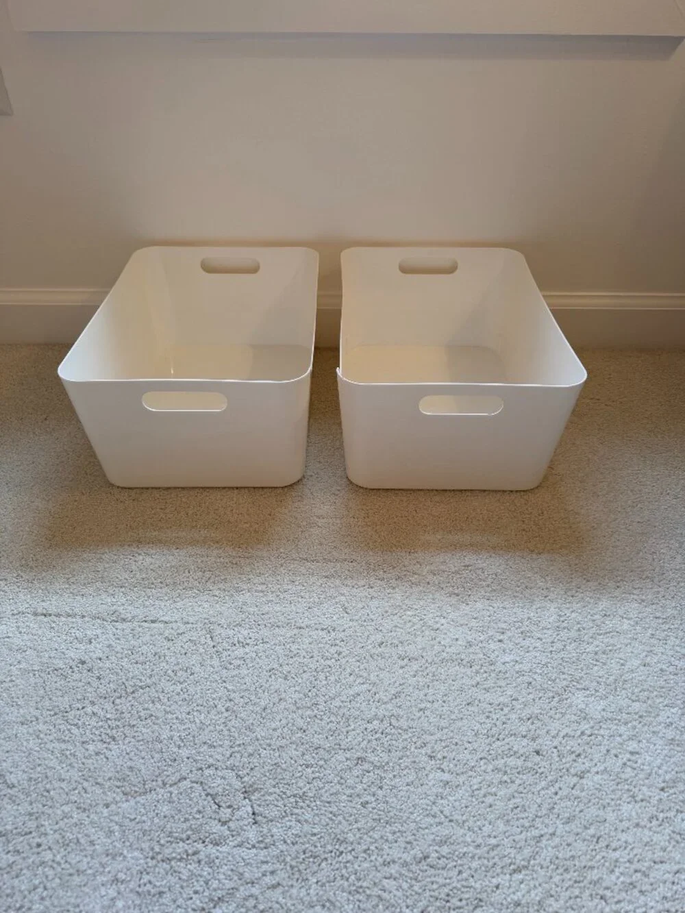 Set of 2 Medium Plastic Storage Bin w/ Handles - Container Store
